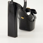 Zapatos abiertos Sandalias de Tacón Gianni Ribbon Versace Negro Femme