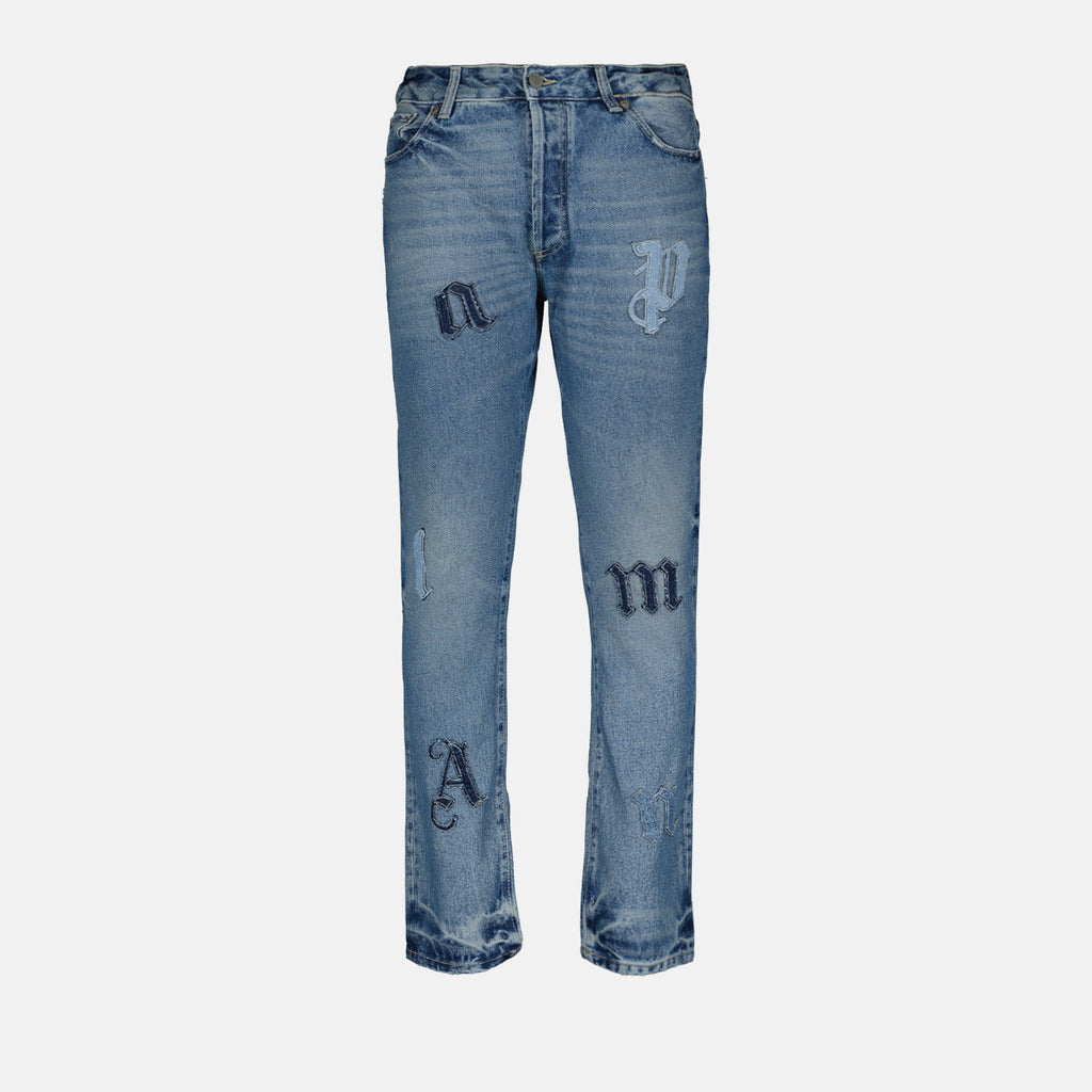Pantalons Jean patches Palm Angels Bleu Homme