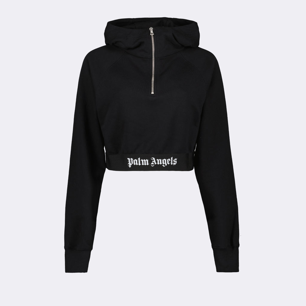 Felpe Sweat à capuche crop Palm Angels Nero Femme