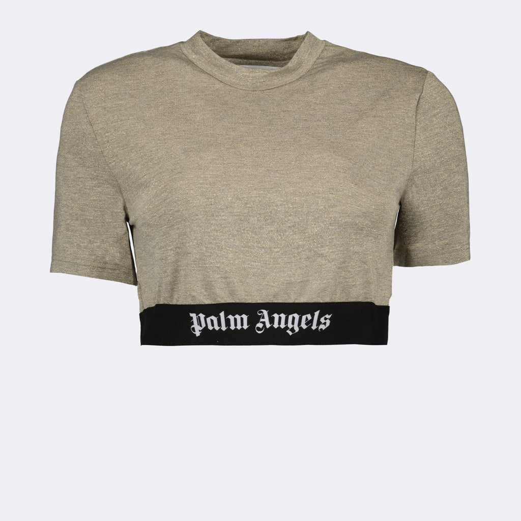 Tops T-shirt crop Palm Angels Doré Femme
