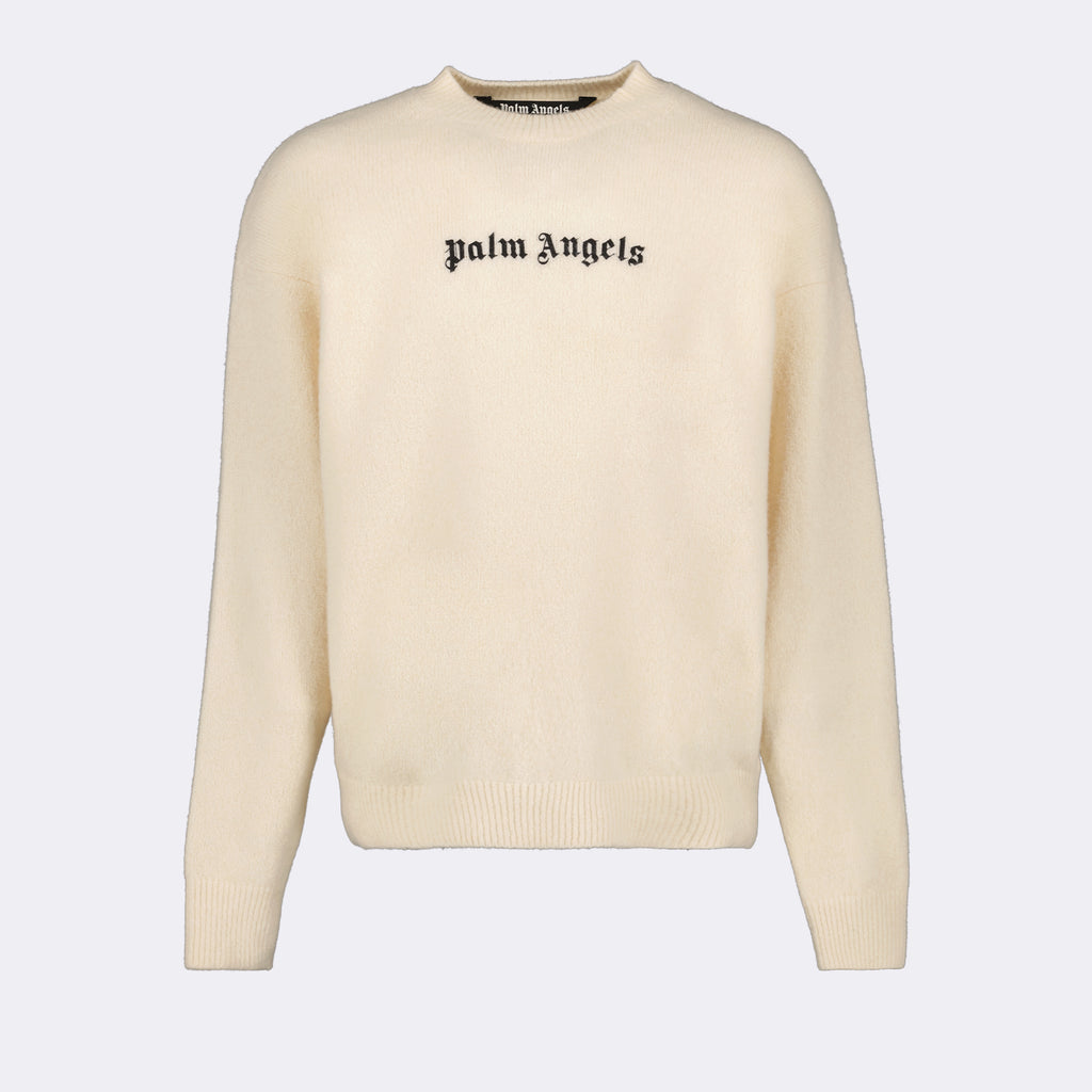 Maille Pull à logo Palm Angels Beige Homme