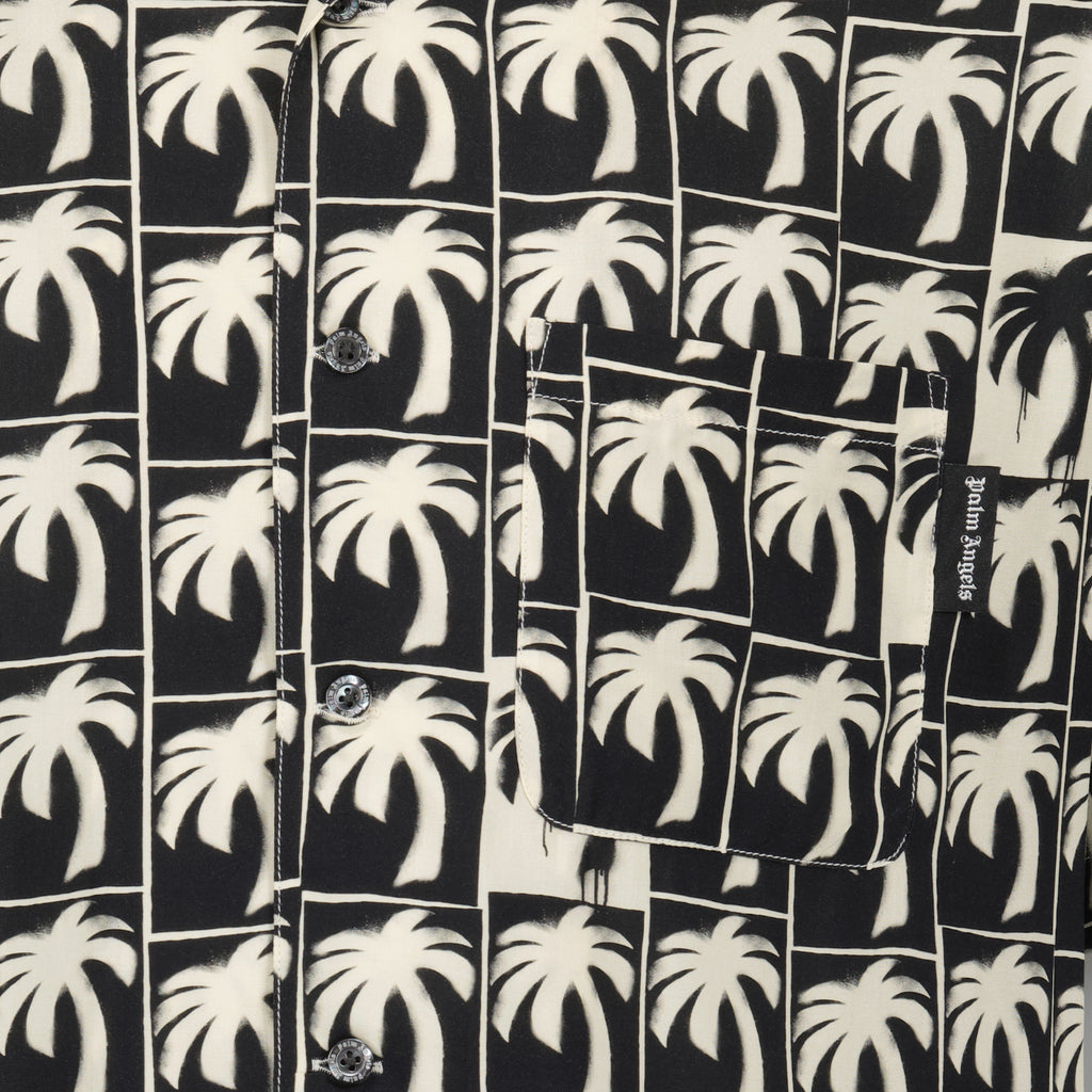 Camisas Chemise Dripping Palms Palm Angels Preto Homme
