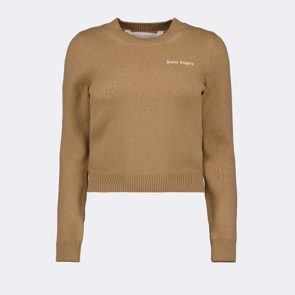 Maille Pull à logo Palm Angels Marron Femme