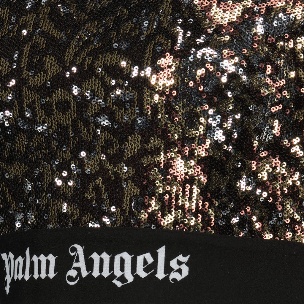 T-shirt Top di Paillettes Palm Angels Marrone Femme