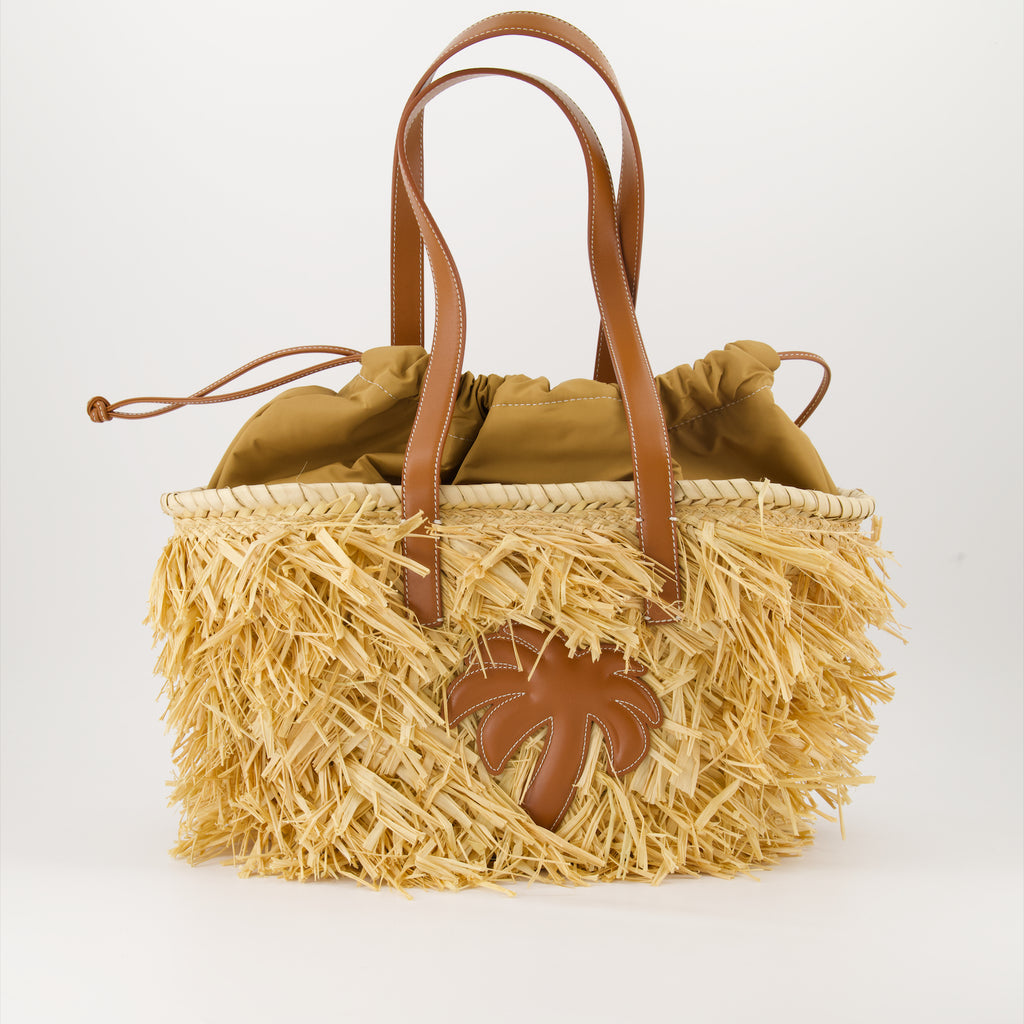Tote bags Sac Palm en raphia Palm Angels Beige Femme