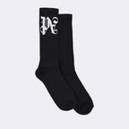 Ropa interior y homewear Chaussettes PA Monogram Palm Angels Negro Homme