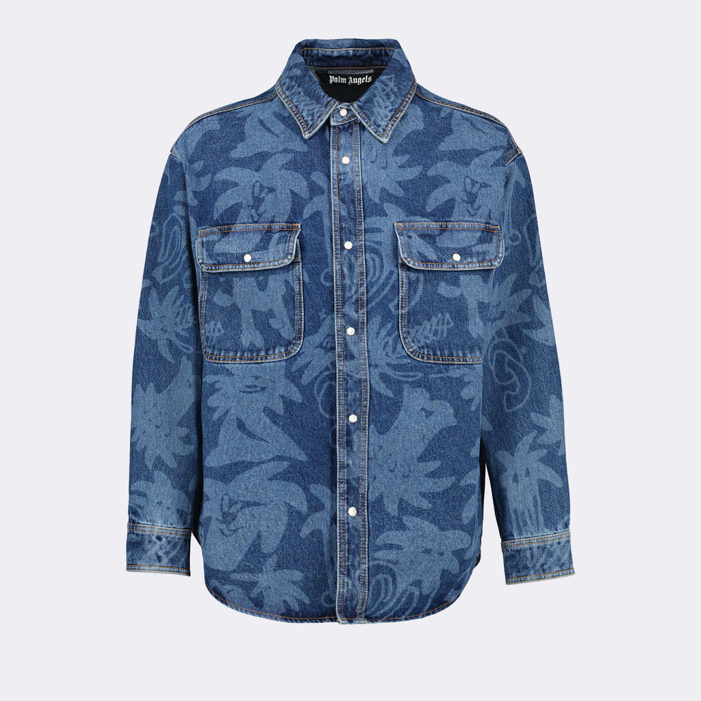 Camisas Camisa de Denim Palmity Palm Angels Azul Homme
