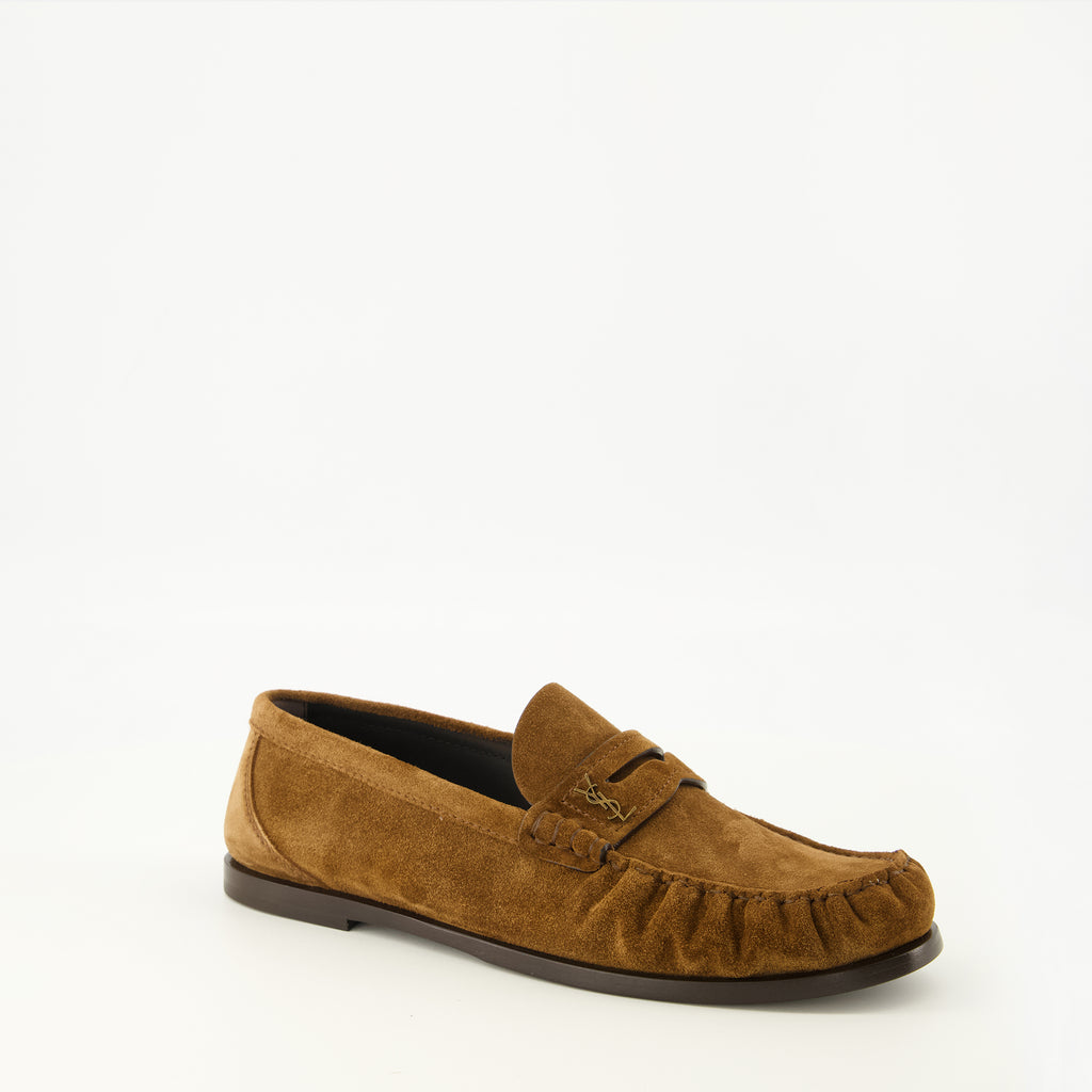Mocassins Mocassins Loafer marron en suède Saint Laurent Marron Femme