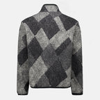 Vestes Zipped Patterned Wool Cardigan Moncler Gris Homme