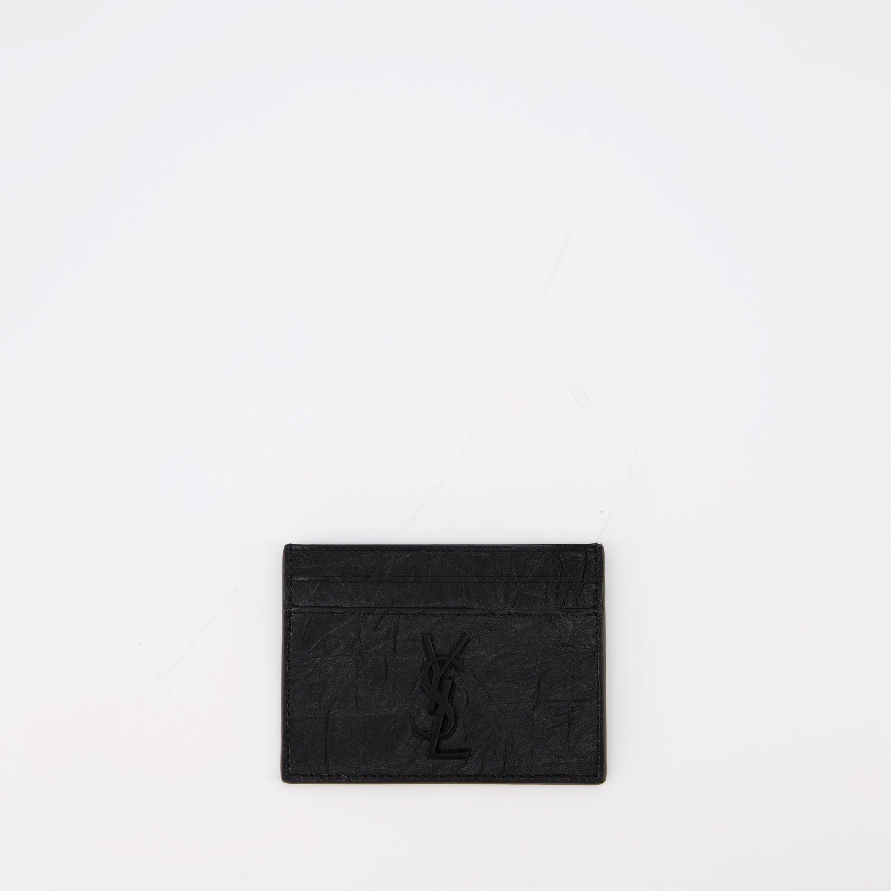 Pequeños artículos de cuero Porta Tarjetas Cassandre Saint Laurent Negro Homme