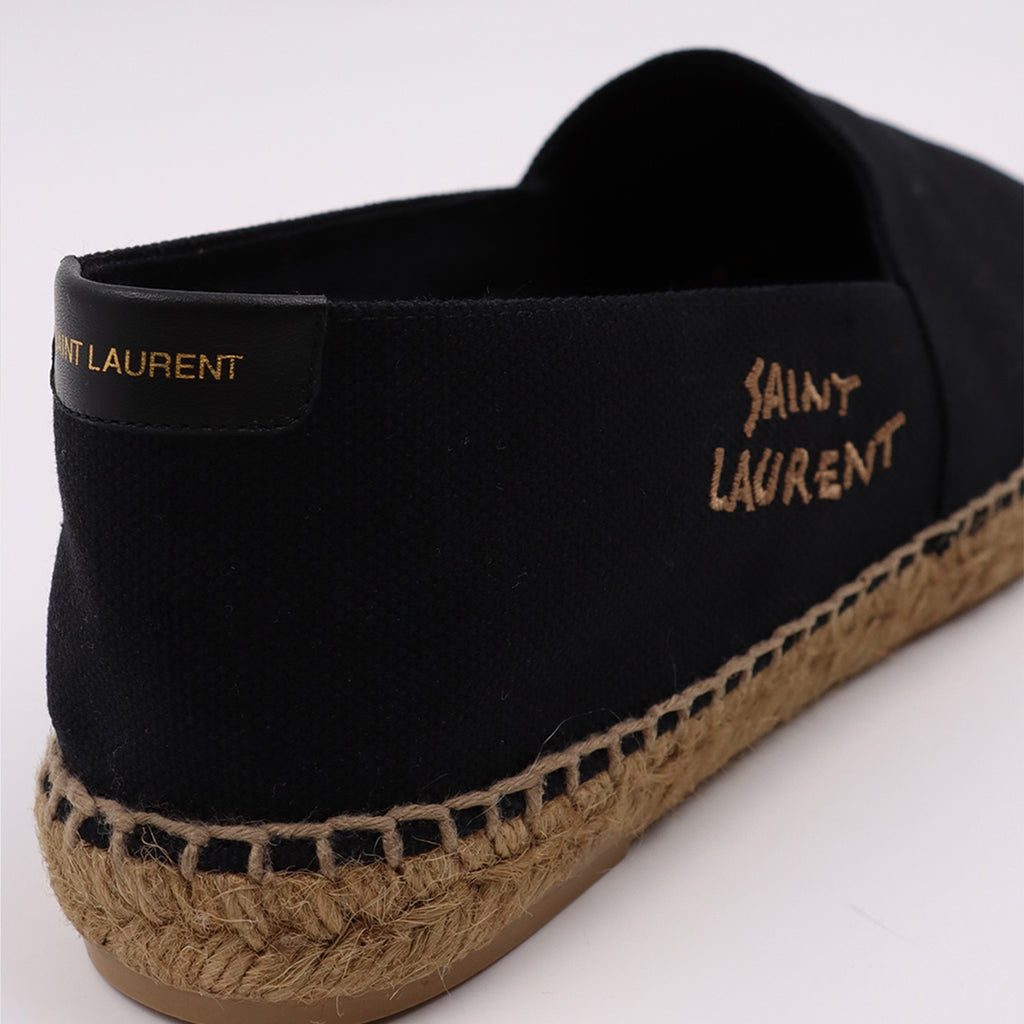 Espadrilles Espadrilles en coton brodées Saint Laurent Noir Homme