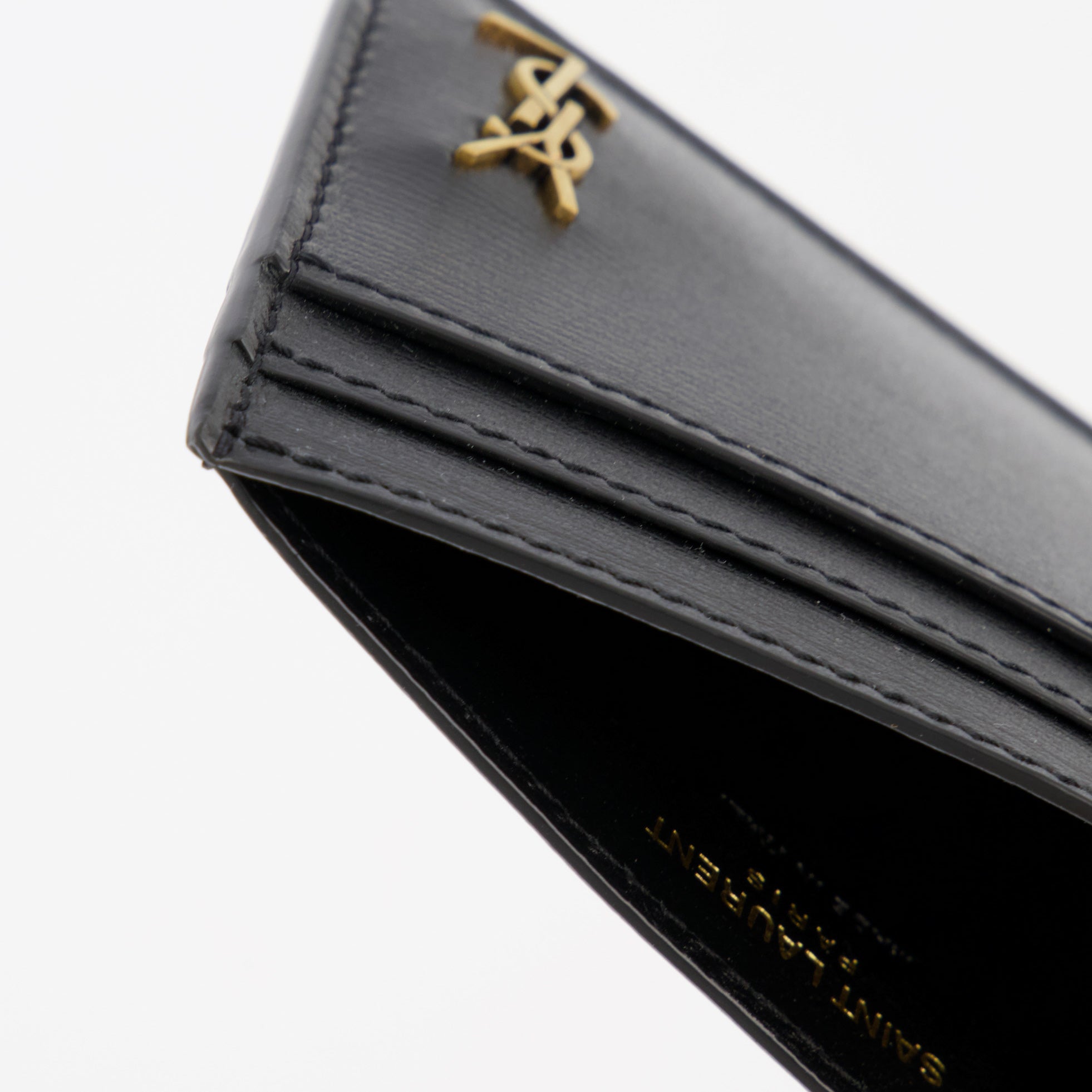 Pequeños artículos de cuero Tarjetero YSL Saint Laurent Negro Homme