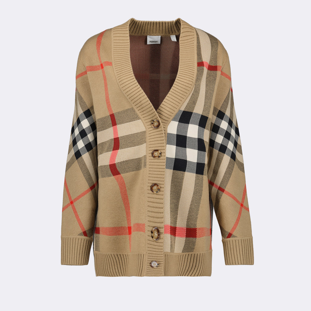 Knitwear Plaid Cardigan Burberry Brown Women