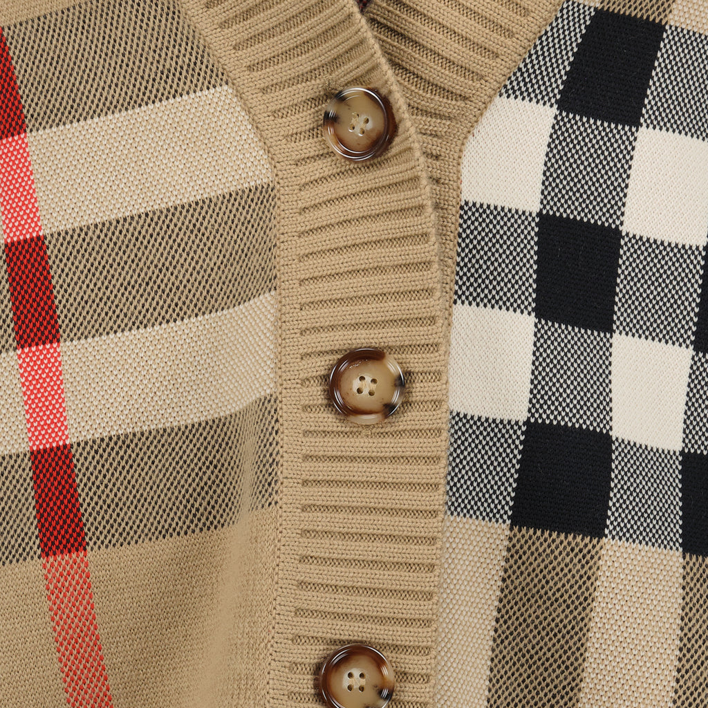 Knitwear Plaid Cardigan Burberry Brown Women