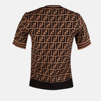 Malhas Pull FF à manches courtes Fendi Marrom Femme