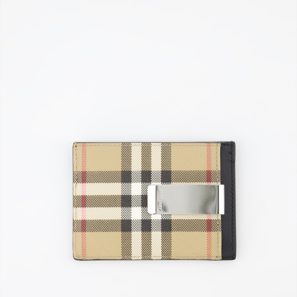 Small leather goods Checked card holder Burberry Beige Man