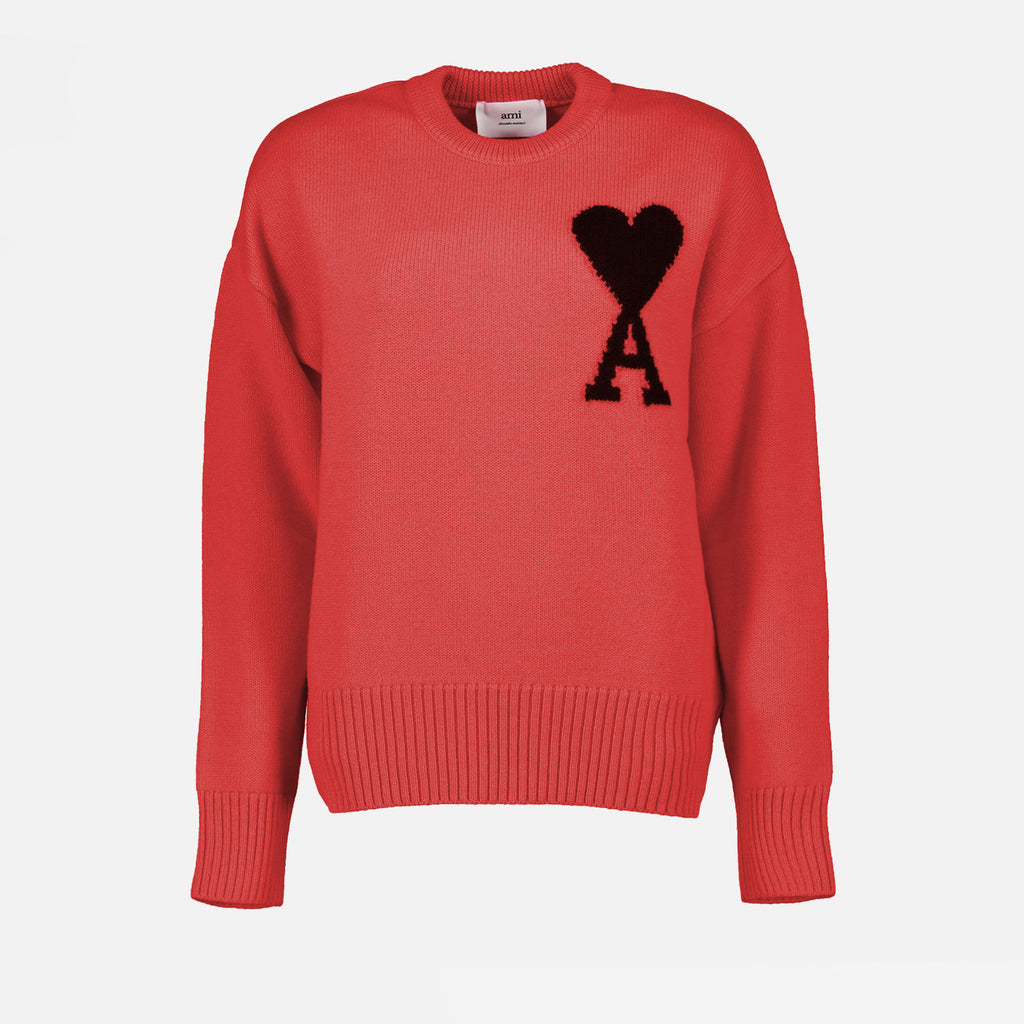 Maille Pull Ami de coeur Ami PARIS Rouge Unisexe