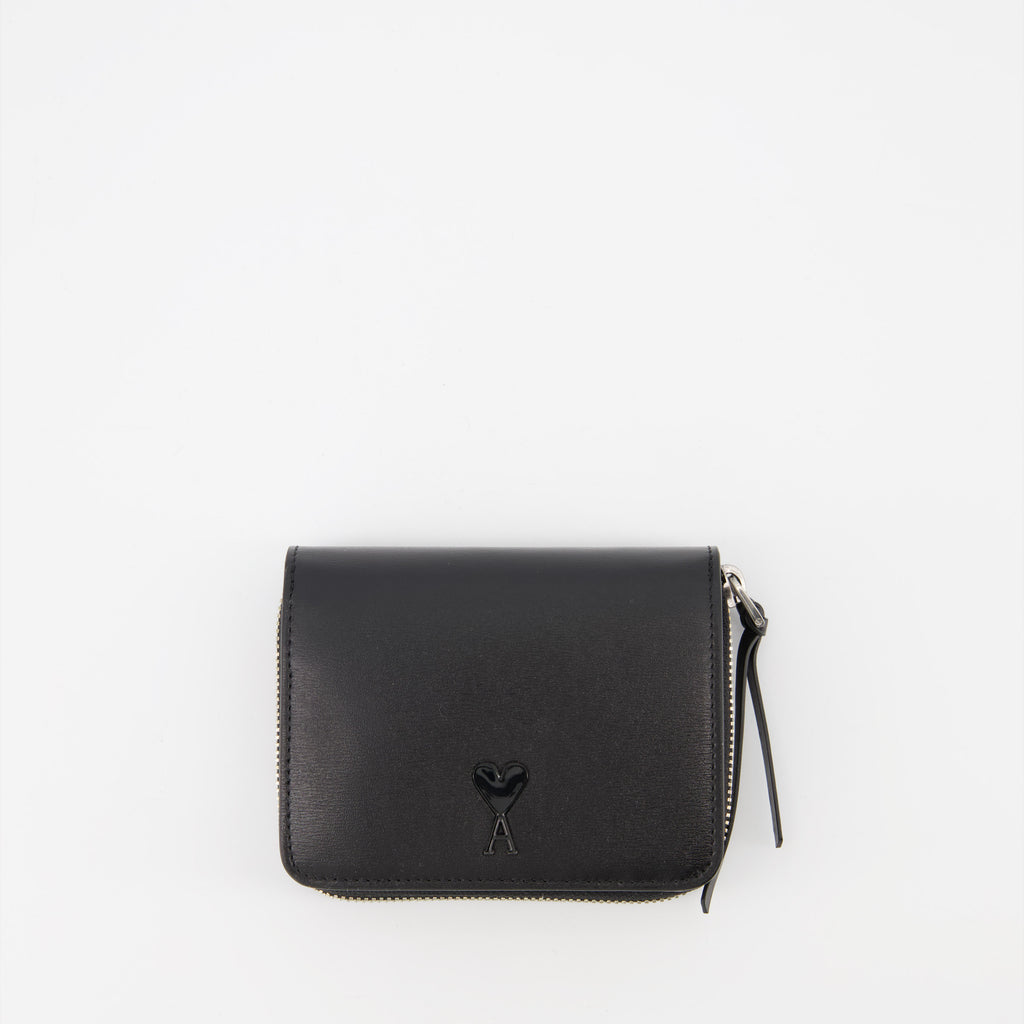Small leather goods Heart Friend Wallet Ami PARIS Black Unisex