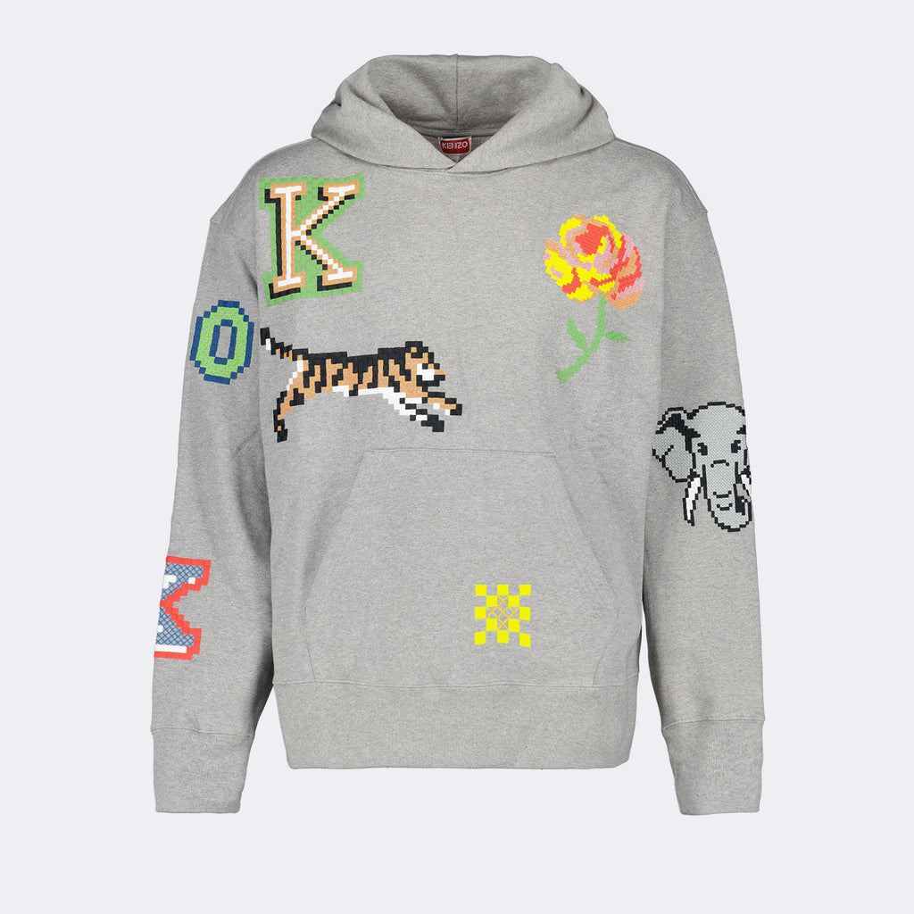 Sudaderas Sweat à capuche Kenzo Pixel Kenzo Gris Homme
