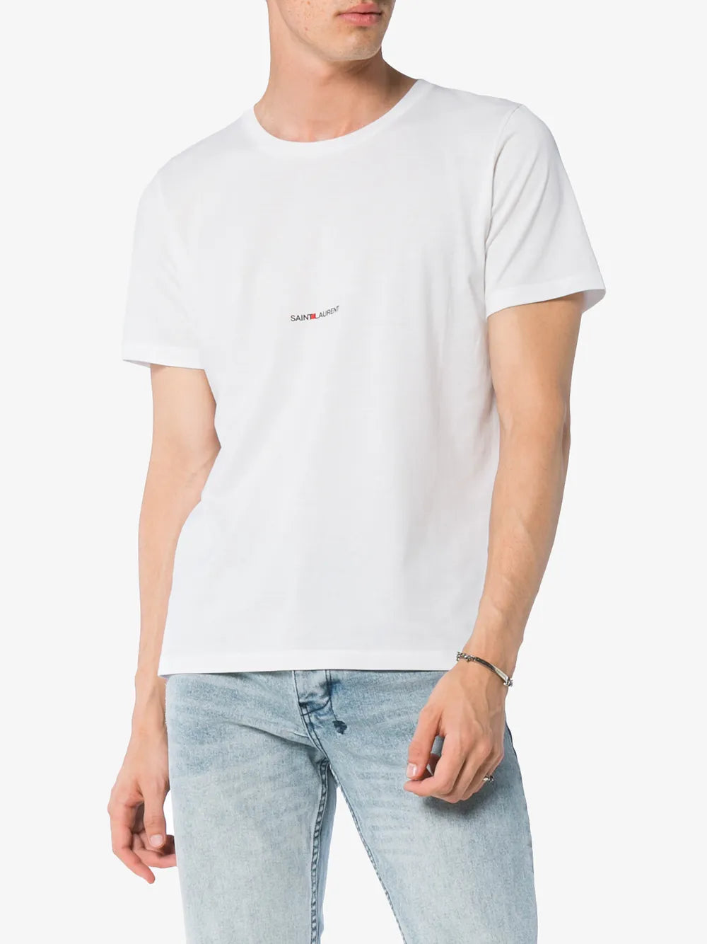 T-shirts T-shirt blanc à logo Saint Laurent Blanc Homme