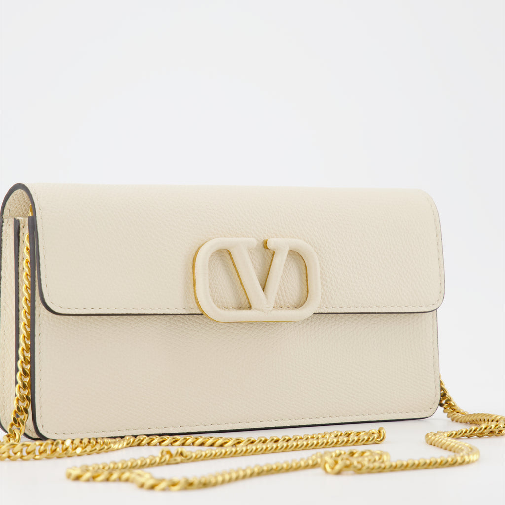 スモールレザーグッズ Vロゴ シグネチャー ウォレット Valentino Garavani ベージュ 女性