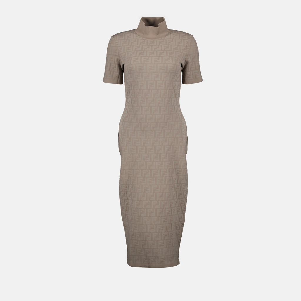 Vestidos Robe FF en viscose Fendi Bege Femme