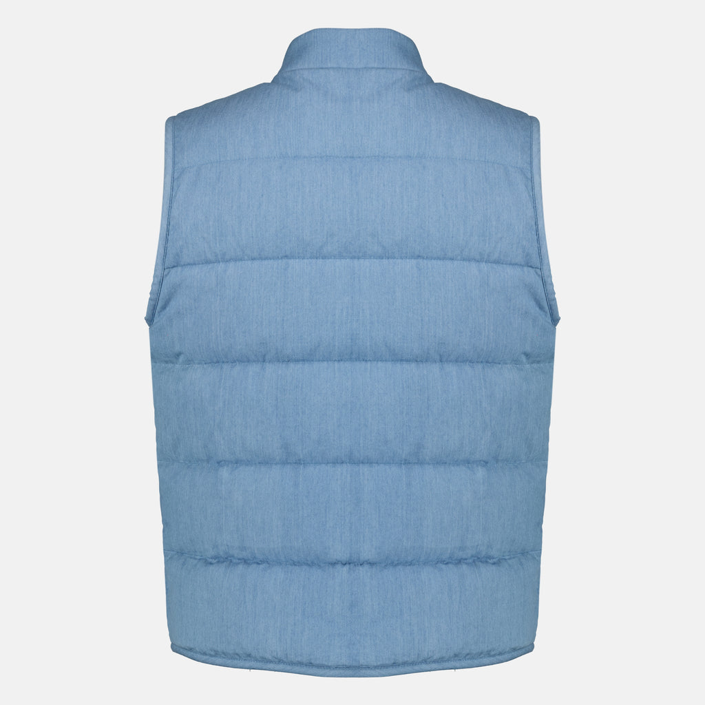 Vestes Casaco de Penas Sem Mangas Heceta em Denim Moncler Bleu Homme