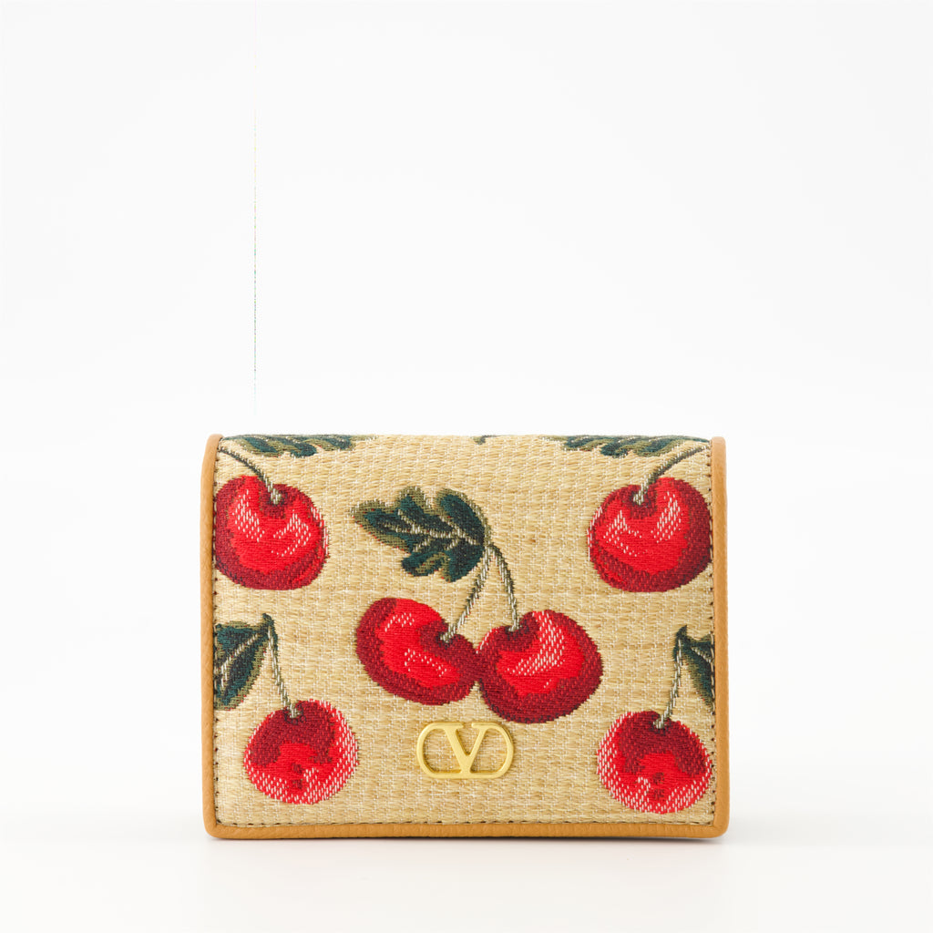 Pequeños artículos de cuero Portefeuille VLogo signature Cerise Valentino Garavani Beige Femme