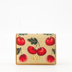 Pequeños artículos de cuero Portefeuille VLogo signature Cerise Valentino Garavani Beige Femme