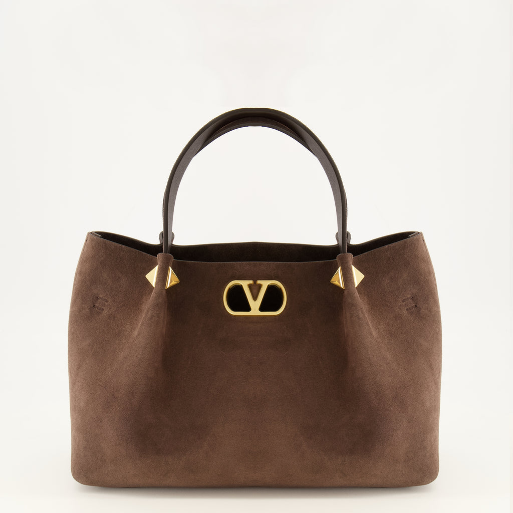 Sacs cabas Pequena Tote em Camurça Castanha Valentino Garavani Marron Femme