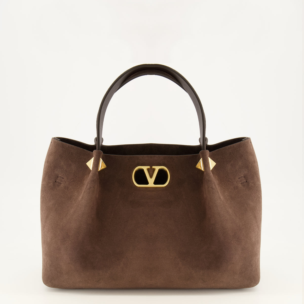 Sacs cabas Piccola Borsa Tote in Pelle Scamosciata Marrone Valentino Garavani Marron Femme