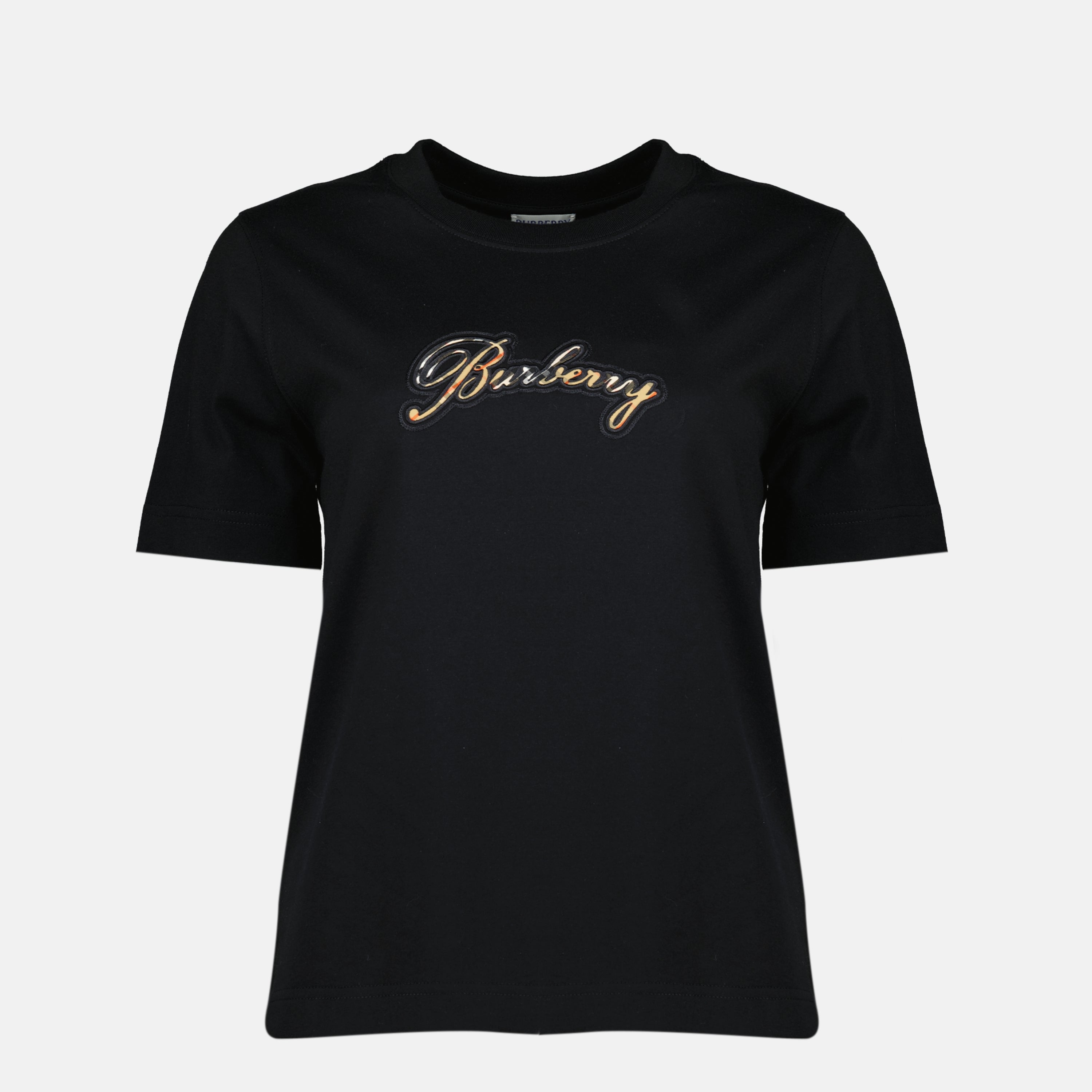 Image de l'article T-shirt logo Check noir de la marque Burberry pour Femme - Saison Printemps-Été 2026 - Vue de Face