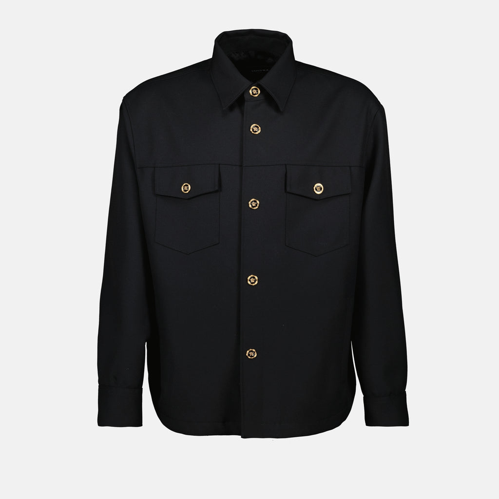 Camisas Camisa de Lã Versace Preto Homme