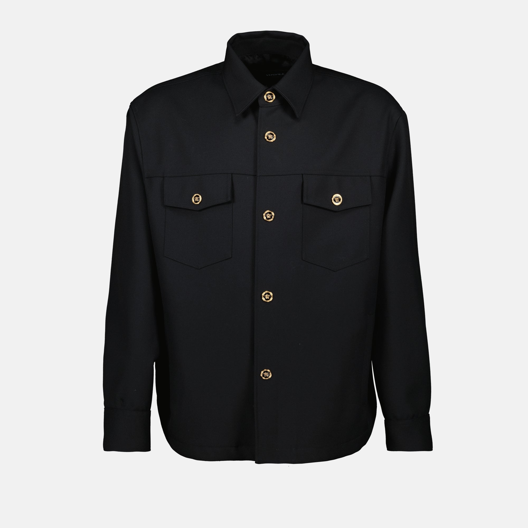 Camisas Camisa de Lã Versace Preto Homme