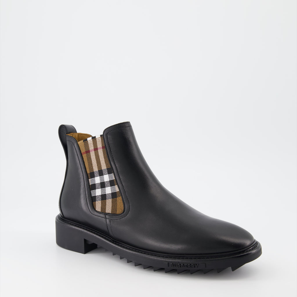 Boots and ankle boots Checked ankle boots Burberry Black Man