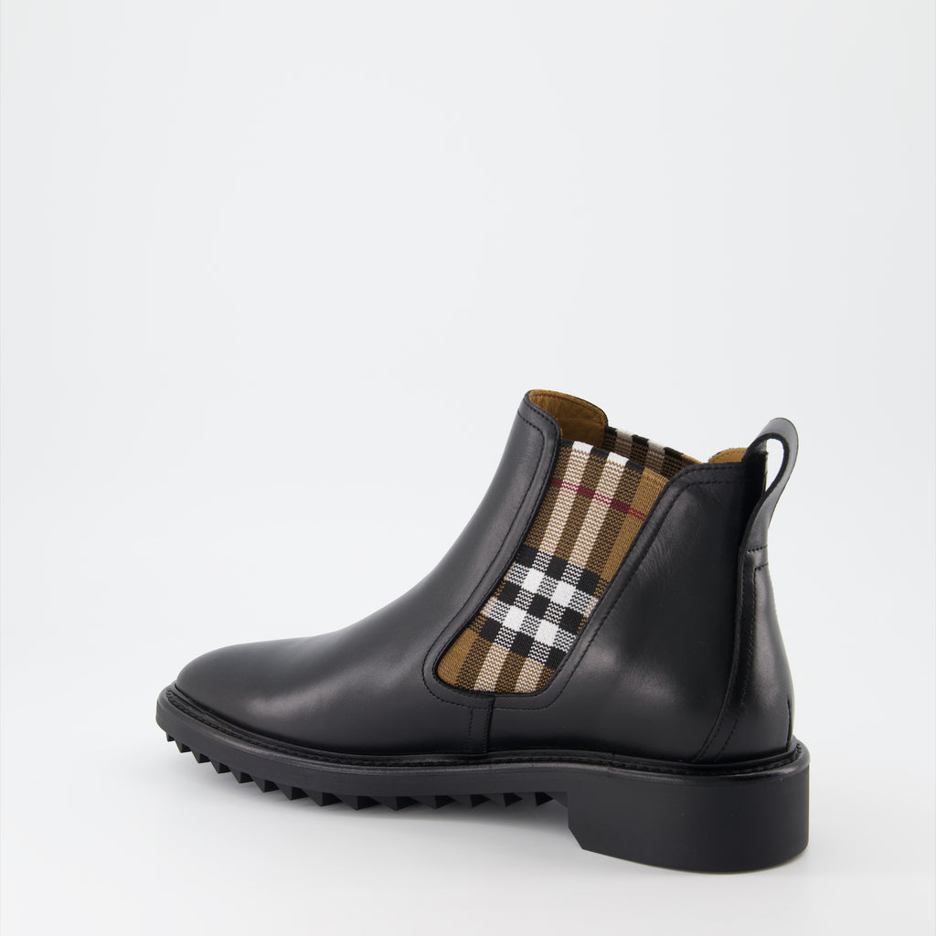 Boots and ankle boots Checked ankle boots Burberry Black Man