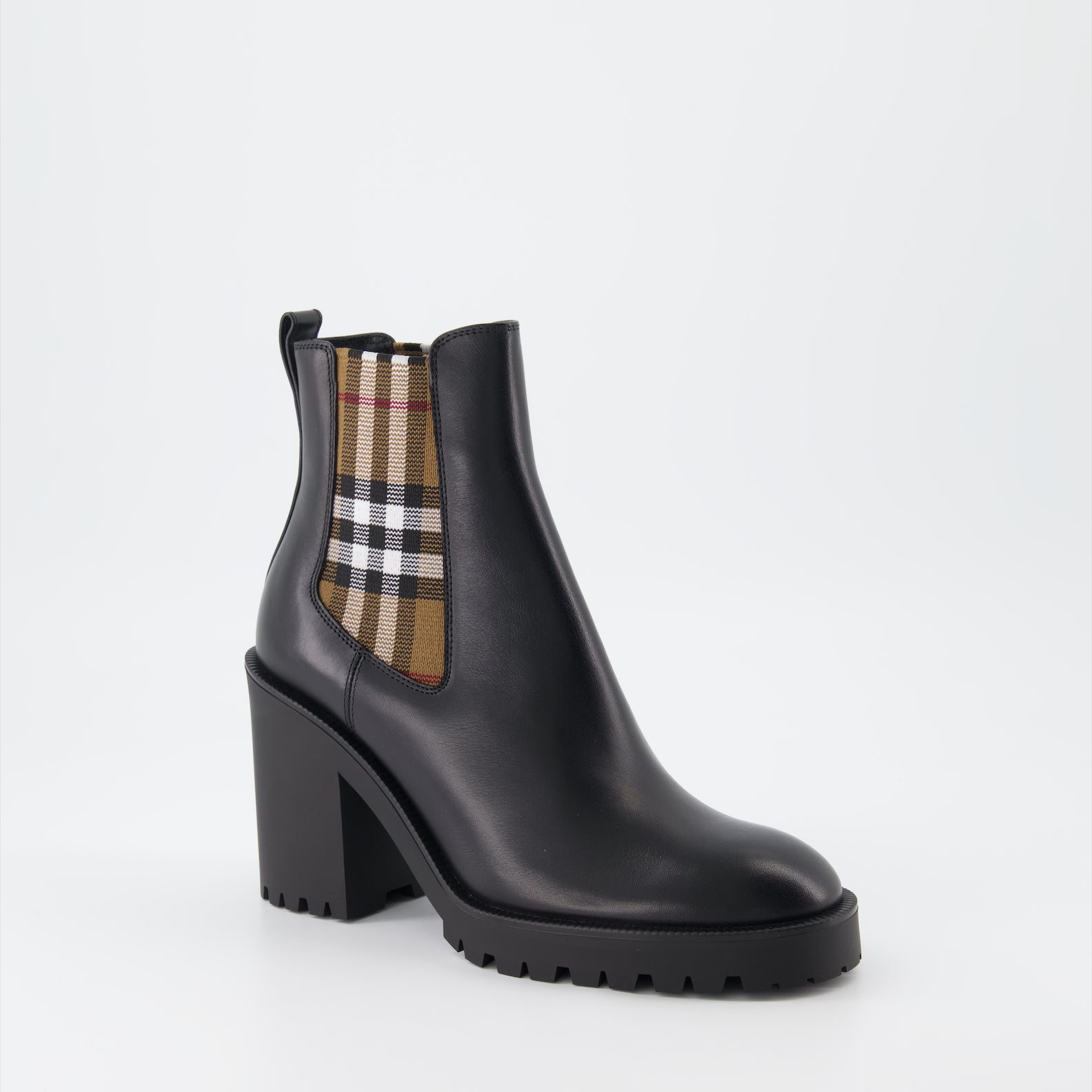 Ankle boots Checked leather ankle boots Burberry Black Women