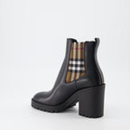Ankle boots Checked leather ankle boots Burberry Black Women