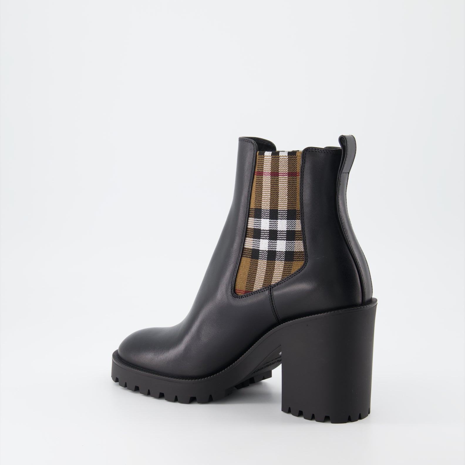 Ankle boots Checked leather ankle boots Burberry Black Women