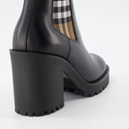 Ankle boots Checked leather ankle boots Burberry Black Women