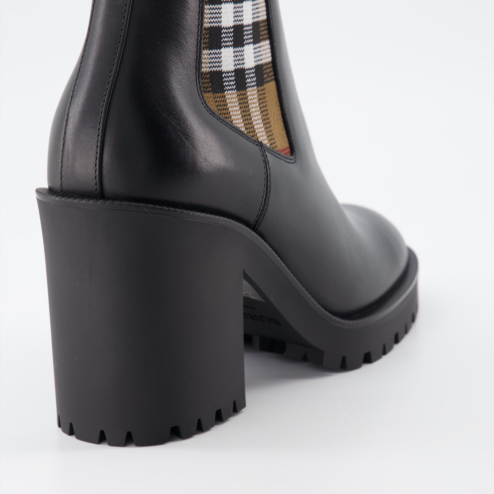 Ankle boots Checked leather ankle boots Burberry Black Women