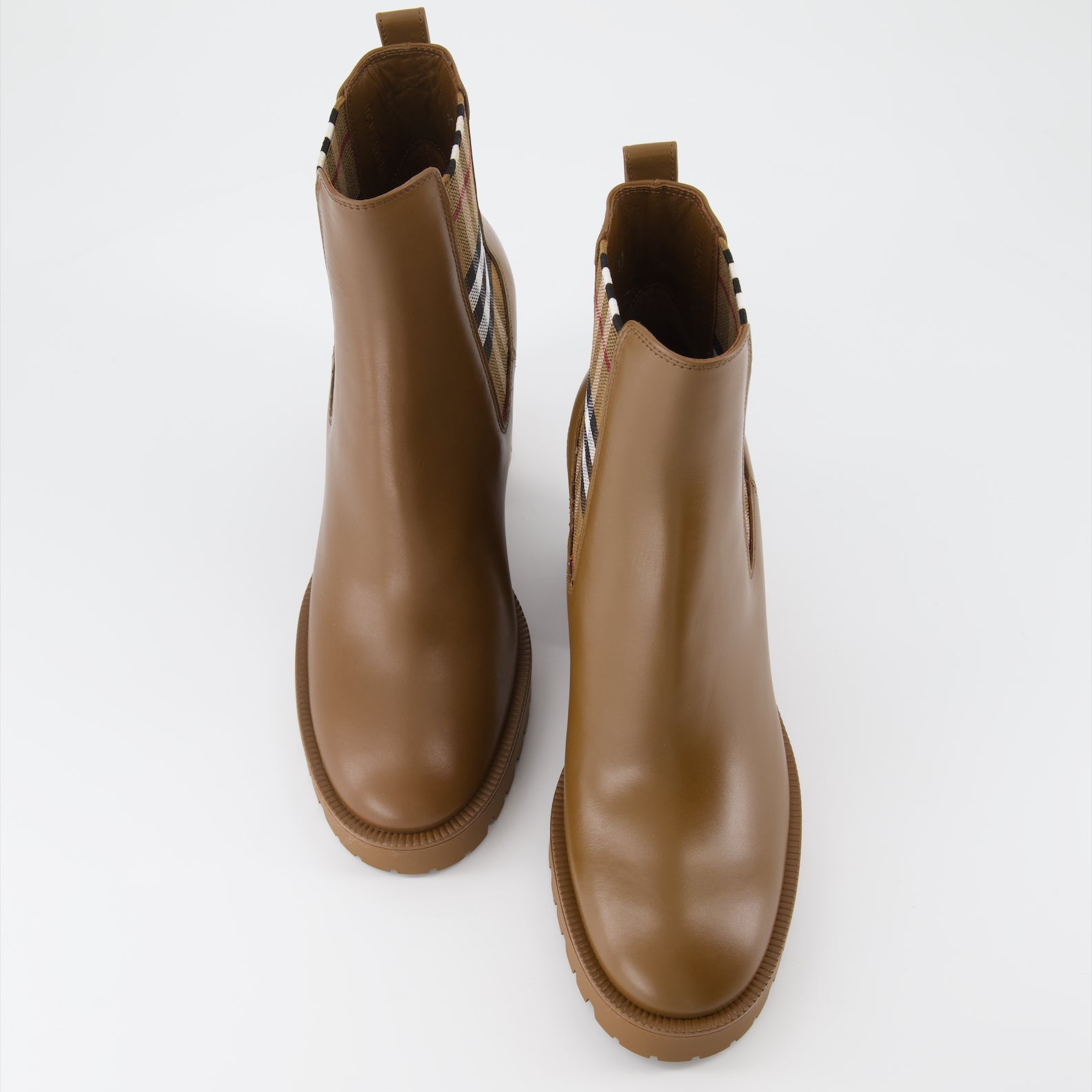 Ankle boots Checked leather ankle boots Burberry Brown Women