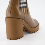 Ankle boots Checked leather ankle boots Burberry Brown Women