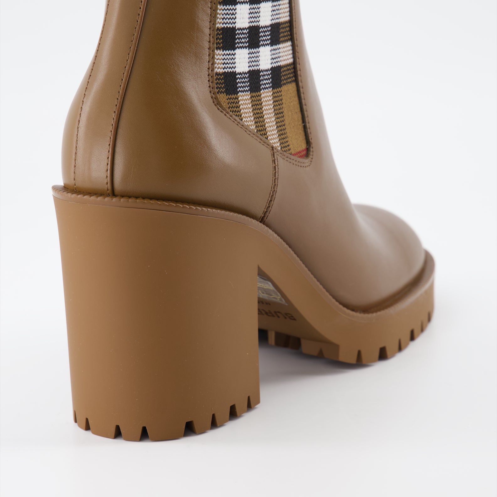 Ankle boots Checked leather ankle boots Burberry Brown Women