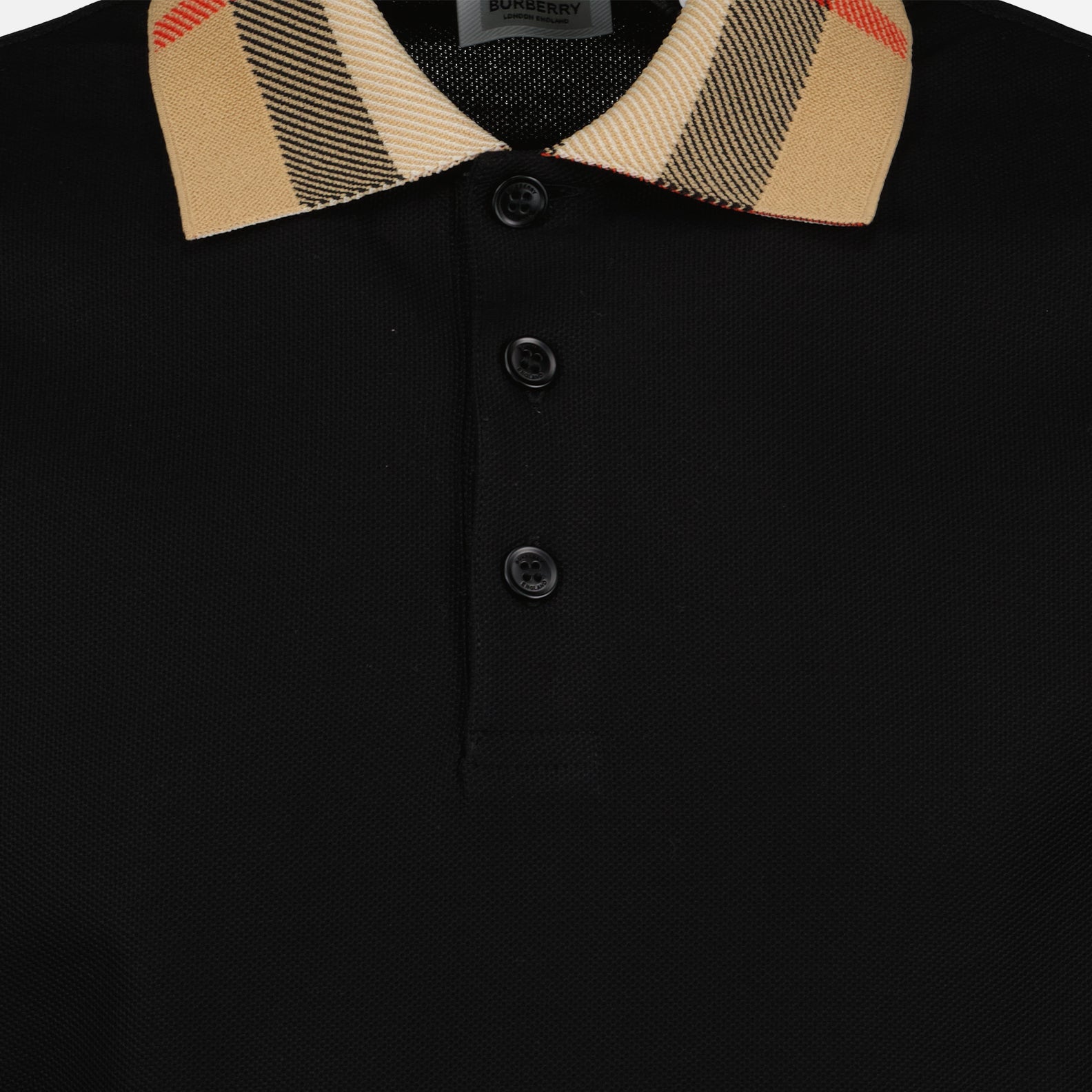 Polos Polo à col à carreaux Burberry Negro Homme