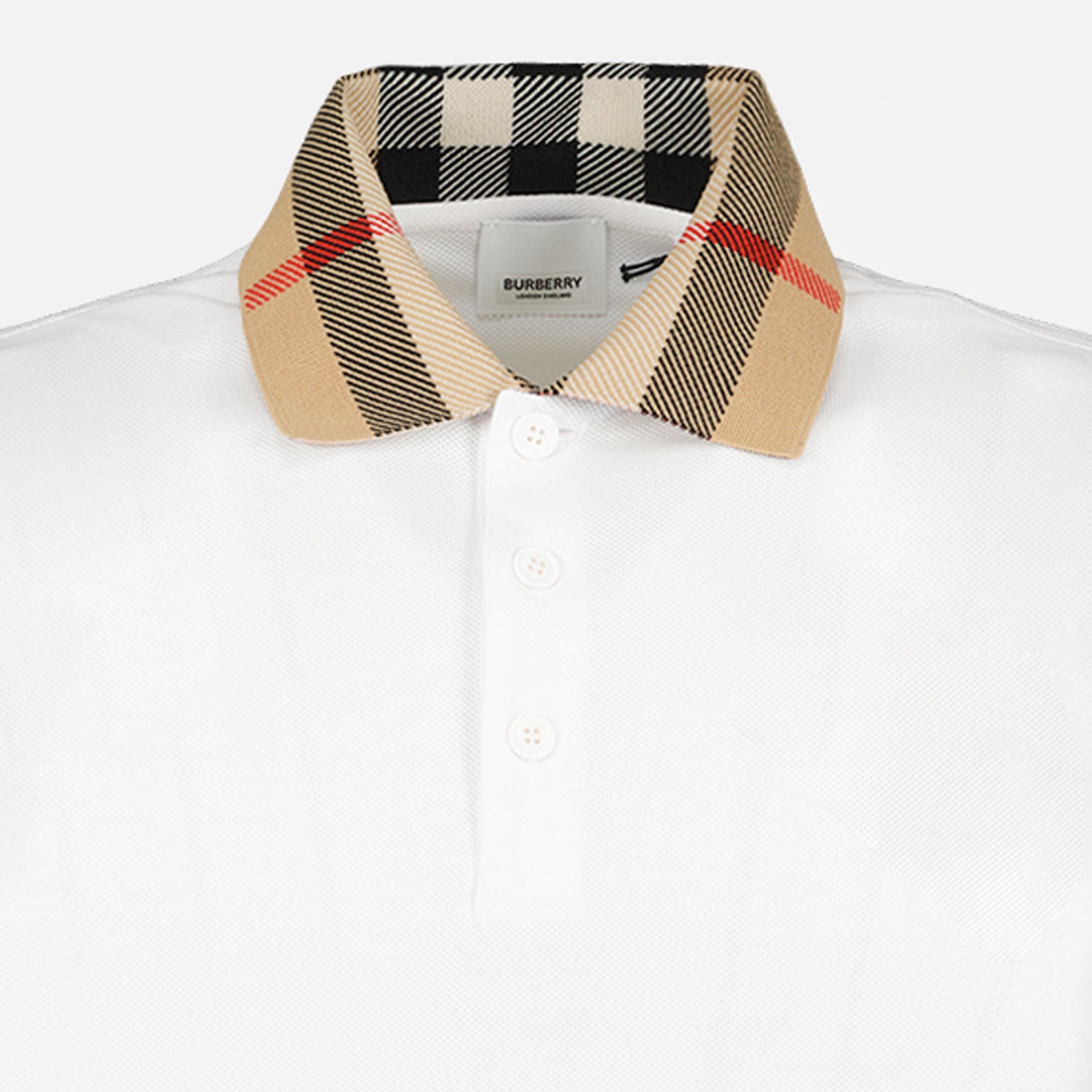 Polos Polo à col à carreaux Burberry Blanco Homme