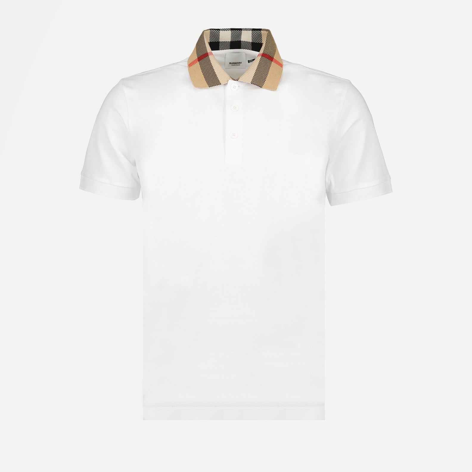 Polos Polo à col à carreaux Burberry Blanco Homme