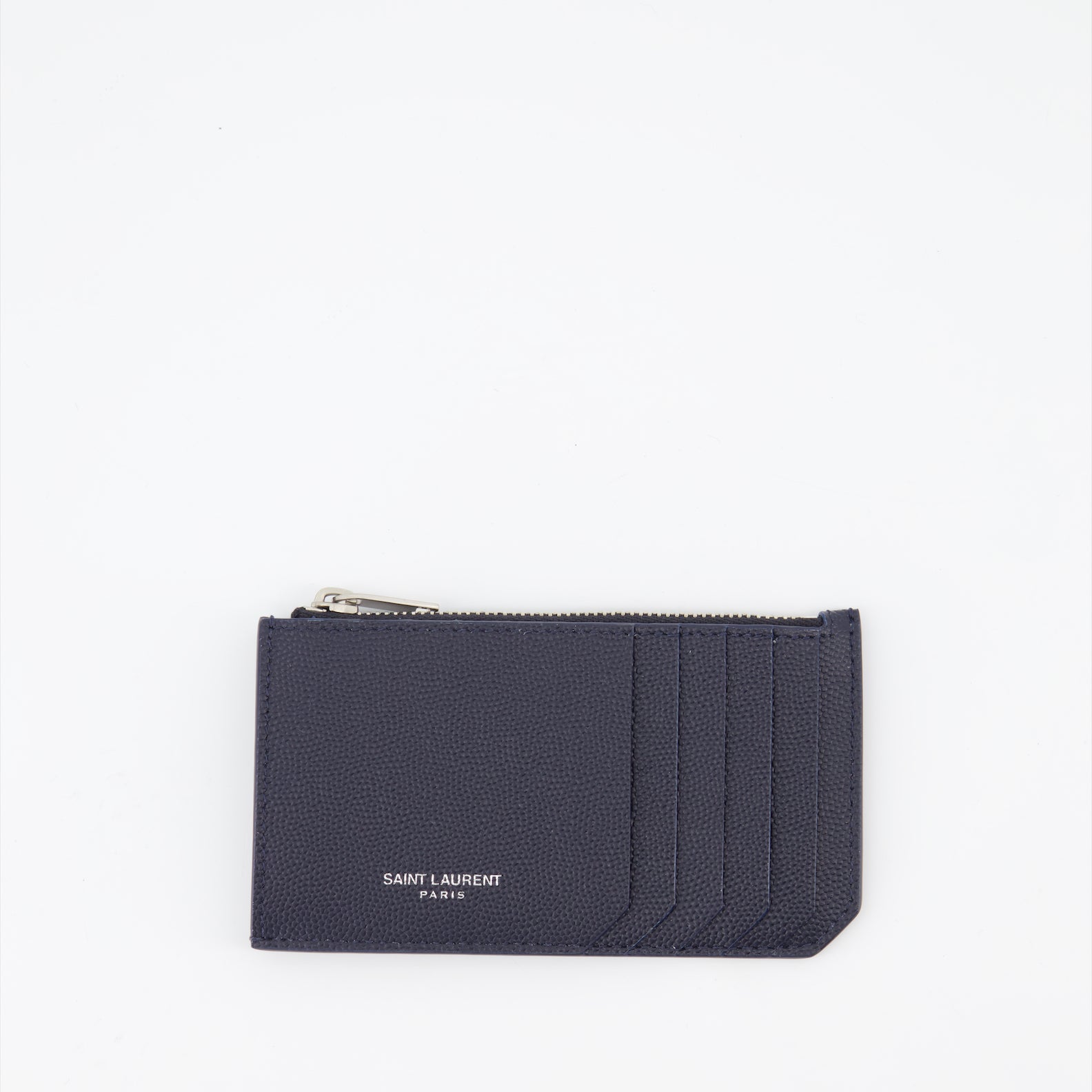Pequeños artículos de cuero Cartera con cremallera Saint Laurent azul oscuro Homme
