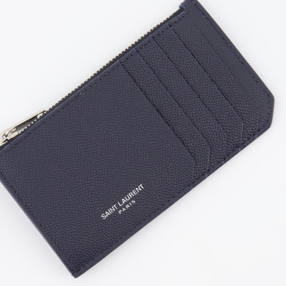 Pequeños artículos de cuero Cartera con cremallera Saint Laurent azul oscuro Homme