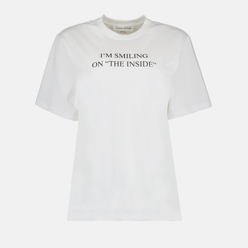 T-shirt T-shirt à slogan Victoria Beckham Bianco Femme